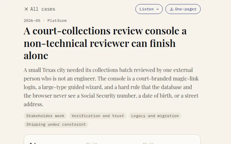 Screenshot of CourtCollect